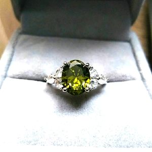 Green Stone Sterling Silver Ring
